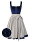 [Vorverkauf] Blau 1950er Oktoberfest Dirndl Samt Kleid & Plaid Schürze