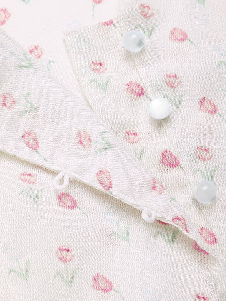 [Vorverkauf] 2PCS Rosa 1950er Tulip Bluse & Rose Tasten Hosen