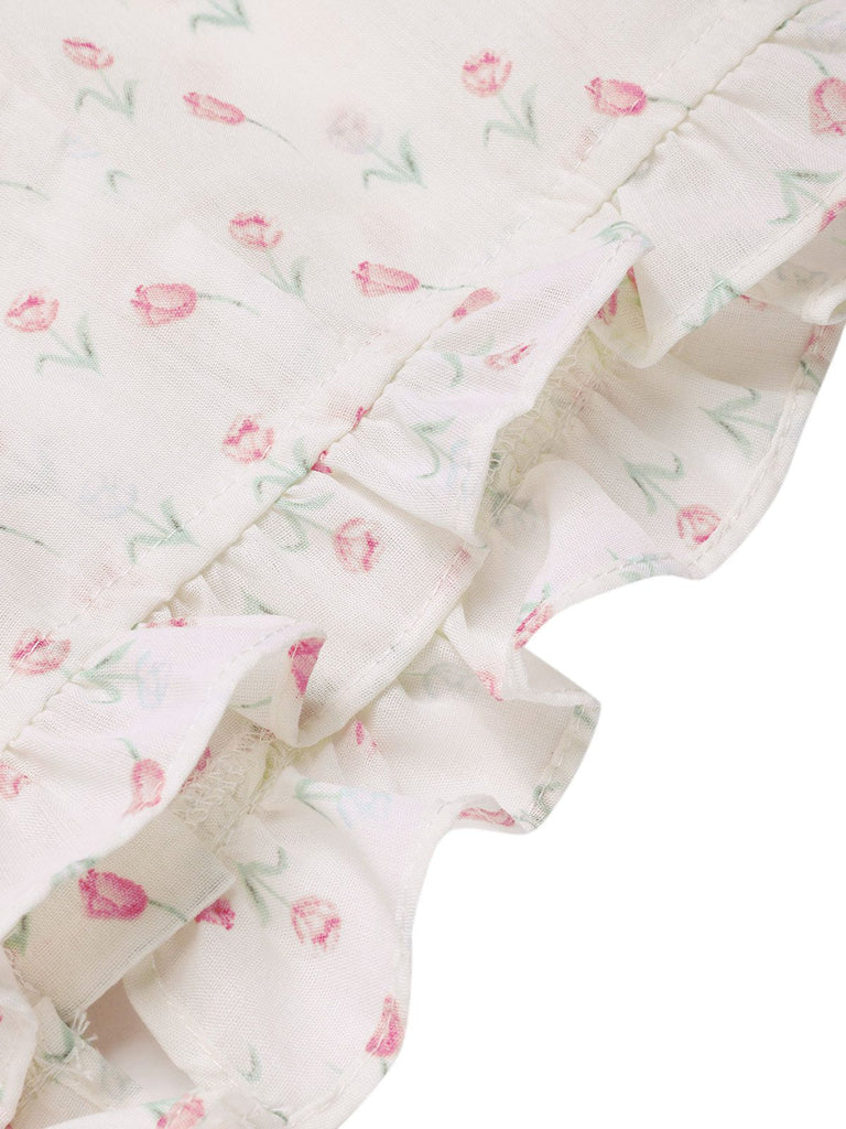 [Vorverkauf] 2PCS Rosa 1950er Tulip Bluse & Rose Tasten Hosen