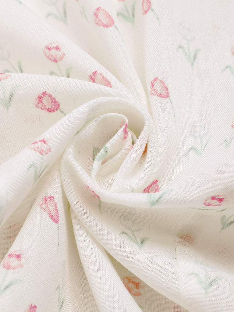 [Vorverkauf] 2PCS Rosa 1950er Tulip Bluse & Rose Tasten Hosen