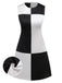 1960er Schwarz & Weiß Farbblock Kleid
