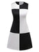 1960er Schwarz & Weiß Farbblock Kleid
