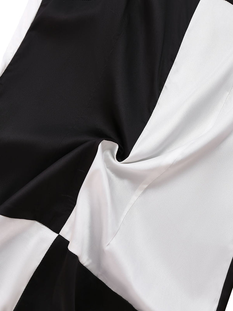 1960er Schwarz & Weiß Farbblock Kleid