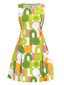 Grün 1960er Geometrischer Rundhals Shift Kleid