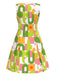 Grün 1960er Geometrischer Rundhals Shift Kleid