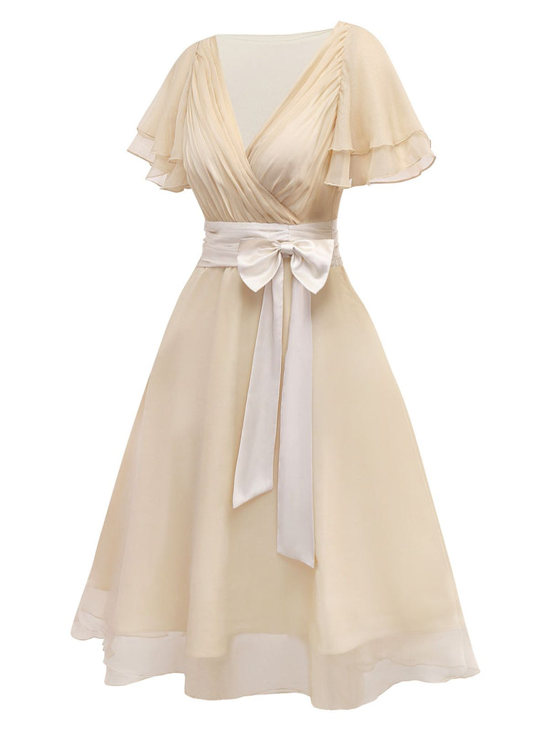 [Vorverkauf] Sekt 1950er Satin Tüll Cocktail Kleid