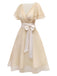 [Vorverkauf] Sekt 1950er Satin Tüll Cocktail Kleid