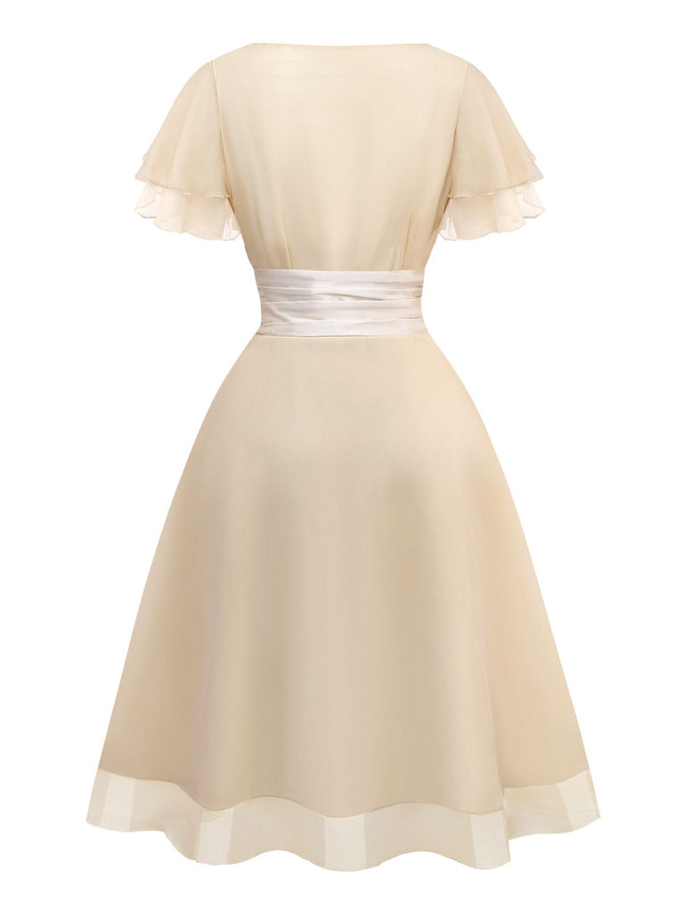[Vorverkauf] Sekt 1950er Satin Tüll Cocktail Kleid
