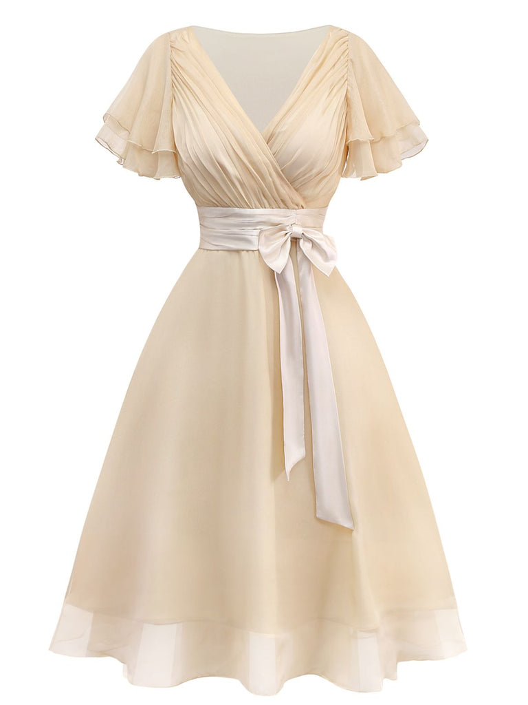[Vorverkauf] Sekt 1950er Satin Tüll Cocktail Kleid