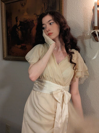 Sekt 1950er Satin Tüll Cocktail Kleid