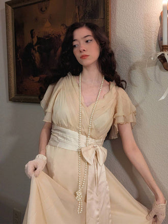 Sekt 1950er Satin Tüll Cocktail Kleid