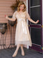 Sekt 1950er Satin Tüll Cocktail Kleid