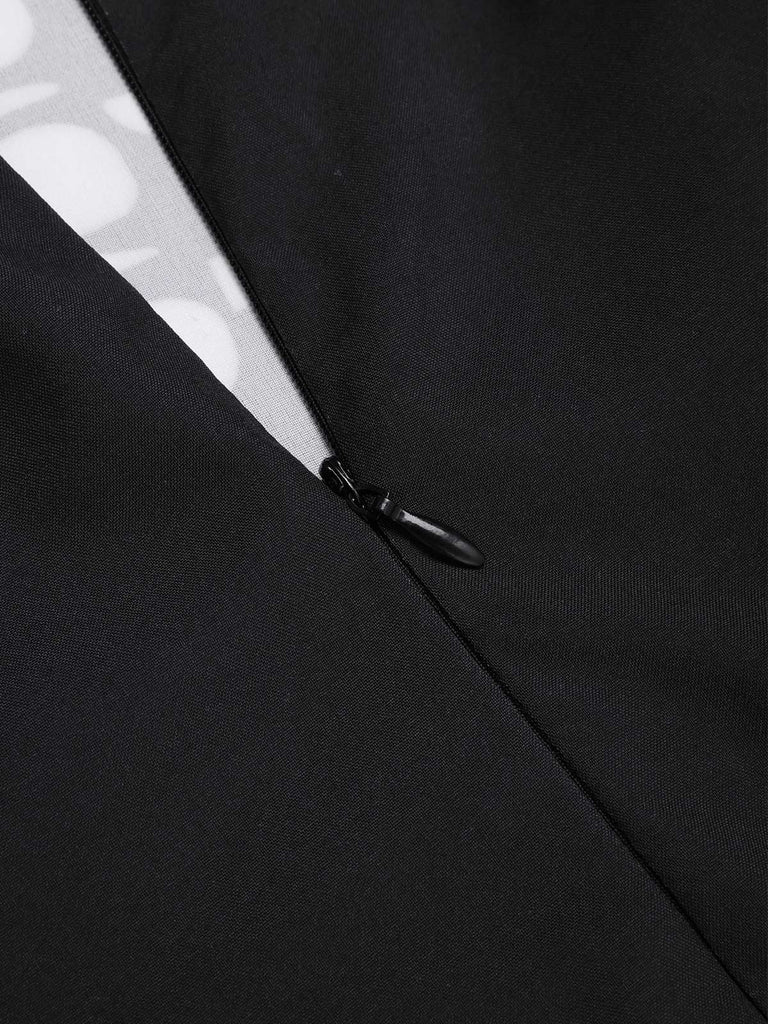 [Vorverkauf] Schwarz & Weiß 1930er Halter Schädel Netz Fischschwanz Kleid