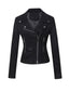 Schwarze einfarbige 80er Jacke in Velourslederoptik mit Revers