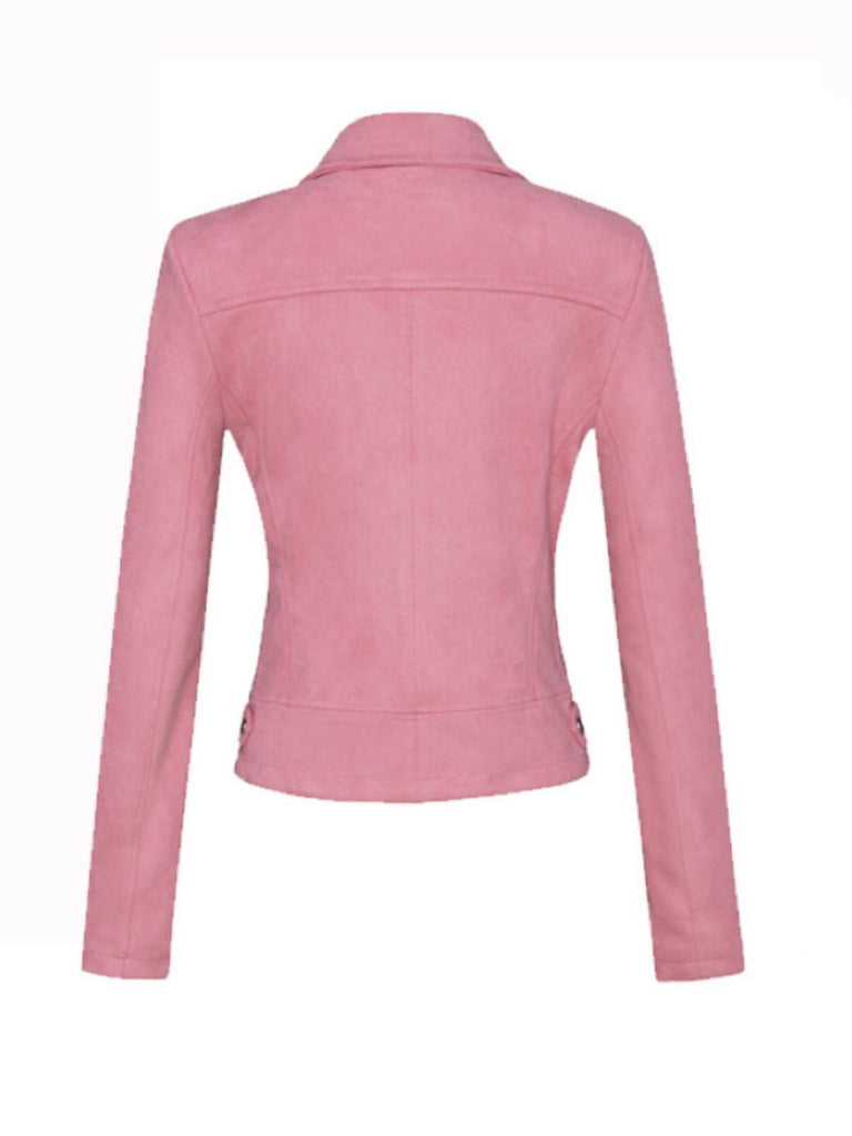 1980er Solide Revers Ssuede Leder Jacke
