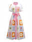 Multicolor 1930er Blumen Sonne Mond Gürtel Kleid