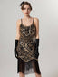 1920er Spaghetti Träger Pailletten Quaste Flapper Kleid