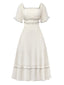 Aprikose 1930er Quadratischer Hals Strukturiert Bindung Kleid