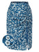 [Vorverkauf] Blau 1960er Gänseblümchen Chiffon Gerüschtes Bleistift Rock