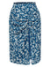 [Vorverkauf] Blau 1960er Gänseblümchen Chiffon Gerüschtes Bleistift Rock