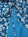 [Vorverkauf] Blau 1960er Gänseblümchen Chiffon Gerüschtes Bleistift Rock