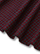 Rot 1950er Plaid Revers Puffärmel Baumwolle Kleid