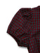 Rot 1950er Plaid Revers Puffärmel Baumwolle Kleid