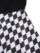 [Vorverkauf] Schwarz 1950er Halloween Check Kleid & Leder Korsett