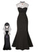 [Vorverkauf] Schwarz 1970er Spinnennetz Gem Hotel Transylvania Kleid