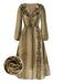 [Vorverkauf] Braun 1980er Schlange Drucken Rüschen Chiffon Kleid