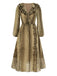 [Vorverkauf] Braun 1980er Schlange Drucken Rüschen Chiffon Kleid