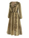[Vorverkauf] Braun 1980er Schlange Drucken Rüschen Chiffon Kleid