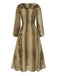 [Vorverkauf] Braun 1980er Schlange Drucken Rüschen Chiffon Kleid