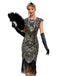 1920er Pailletten Rand Rundhals Flügelärmel Kleid