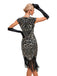 1920er Pailletten Rand Rundhals Flügelärmel Kleid
