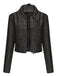 1950er Solide Revers Leder Langarm Jacke