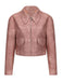 1950er Solide Revers Leder Langarm Jacke