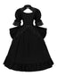 Schwarz 1950er Palaststil Ausgeschnitten Hals Spitze Patchwork Kleid