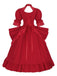 Rot 1950er Palaststil Ausgeschnitten Hals Spitze Patchwork Kleid