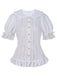 1950er Solide Peter-Pan-Kragen Lolita Spitze Rüschen Bluse