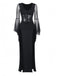 Schwarz 1980er Gothic Durchsichtig Ärmel Korsett Schlitz Kleid
