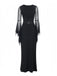 Schwarz 1980er Gothic Durchsichtig Ärmel Korsett Schlitz Kleid