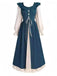 1930er Farbblock Rüschen Schnürung Renaissance Kleid
