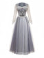 Grau 1930er Halloween Geisterbraut Netz Kleid