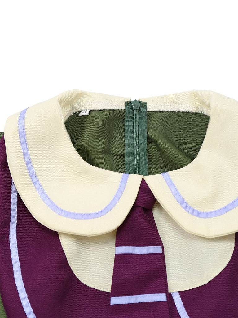 Khaki 1960er Fuchs Zweiteiler-Imitat Kleid Set
