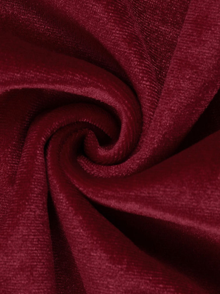 Burgunderrot 1950er Weihnachten Gothic Samt Kette Strassstein Kleid