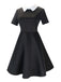 Schwarz & Weiß 1940er Halloween Wednesday Hemdkragen Kleid