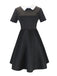 Schwarz & Weiß 1940er Halloween Wednesday Hemdkragen Kleid