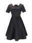 Schwarz & Weiß 1940er Halloween Wednesday Hemdkragen Kleid