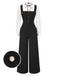 [Vorverkauf] Schwarz & Weiß 1930er Bogen Rüschen Kragen Jumpsuit